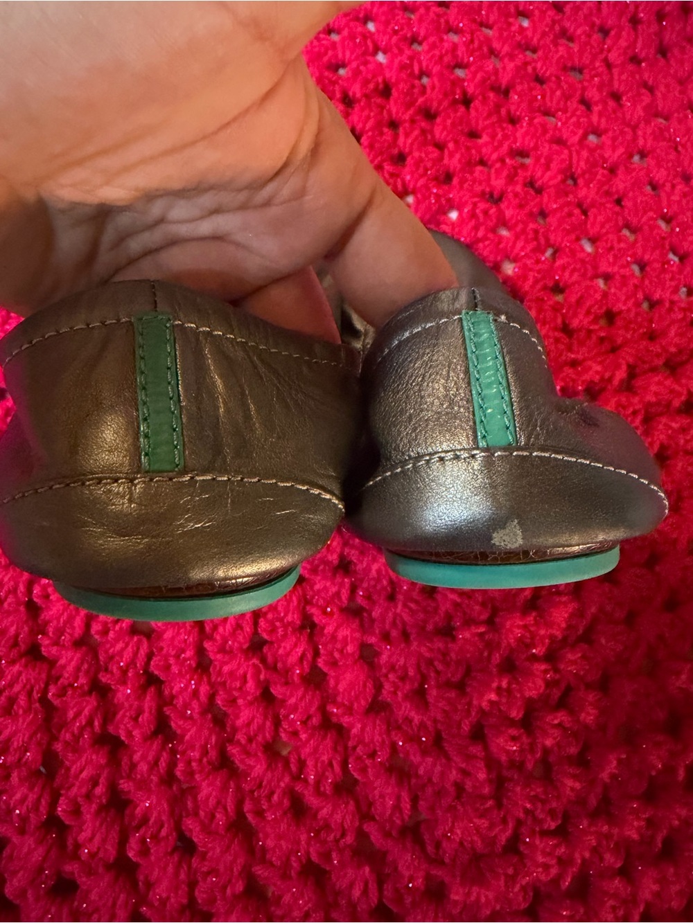 Tieks Metallic Pewter Ballet Flat with Teal Soles - Picture 13 of 14
